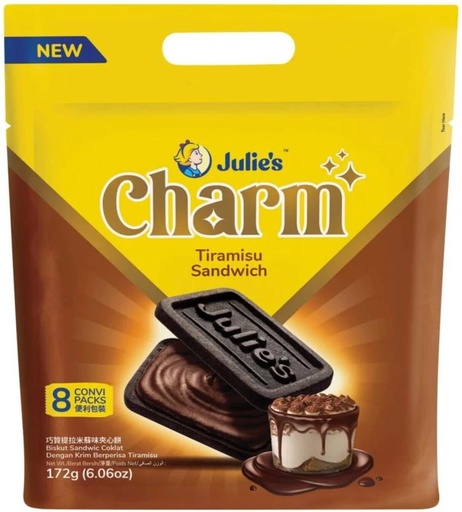 [CKBHFU63YCYMHTCU] Julie'S Charm Tiramisu Cream Sandwich Biscuit (172 g)