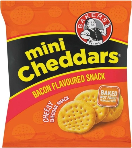 [CKBHFU62FYTXFWQQ] Bakers Mini Cheddars Bacon Flavoured Cheeselets (33 g, Pack of 24)
