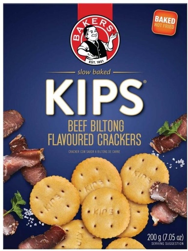 [CKBHFU635PZCBTRY] Bakers Kips Beef Biltong Flavoured Salted Biscuit (200 g, Pack of 12)