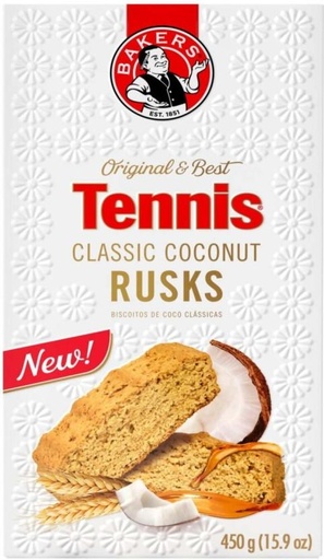 [RSKH4YGAHYZ4TUZU] Bakers Tennis Classic Coconut flavoured Wheat Rusk (12 x 450 g)