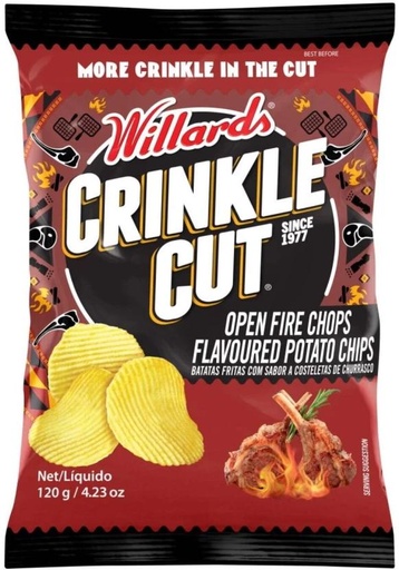 [CPSH4S5FTPPAPFKX] Willards Crinkle Cut Open Fire Chops Flavoured Potato Chips (1 x 120 g)