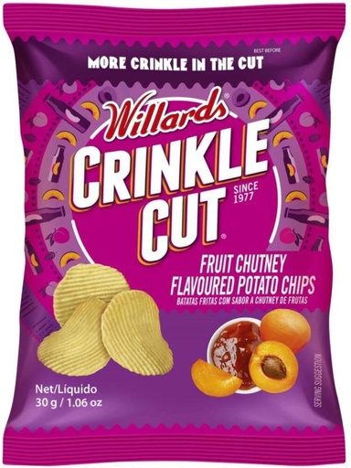 [CPSH4S5FGZ6ETC55] Willards Crinkle Cut Fruit Chutney Flavoured Potato Chips (48 x 30 g)