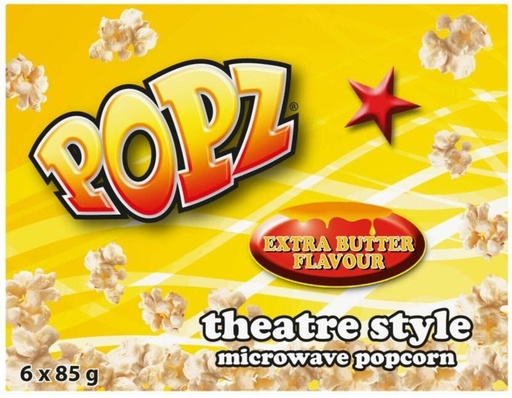 [PCOHFUDTRZJNC9AF] Ster Kinekor Popz Microwave Extra Butter Popcorn (85 g, Pack of 6)