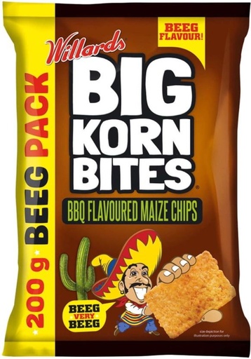 [CPSH4S5FCJZ8NV2H] Willards Big Corn Bites BBQ Flavoured Maize Chips (18 x 200 g)