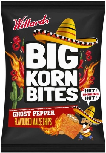 [CPSH4S5FMZ2E2WPX] Willards Big Corn Bites Ghost Pepper Flavoured Maize Nachos (18 x 120 g)