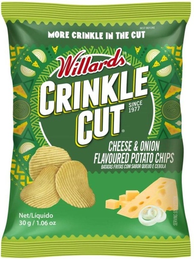[CPSH4S5FECVD9APC] Willards Crinkle Cut Cheese & Onion Flavoured Potato Chips (48 x 30 g)