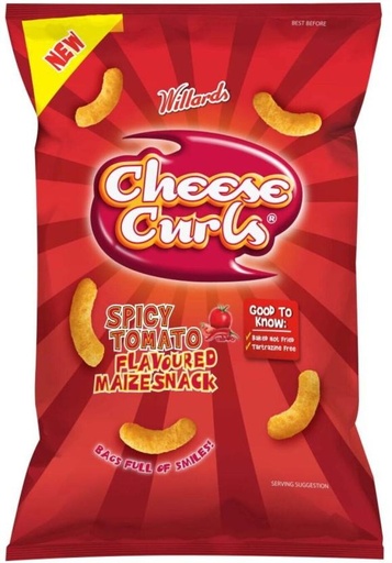 [CPSH7M5EXCNZNHSG] Willards Cheese Curls Spicy Tomato Maize Snack (1 x 100 g)