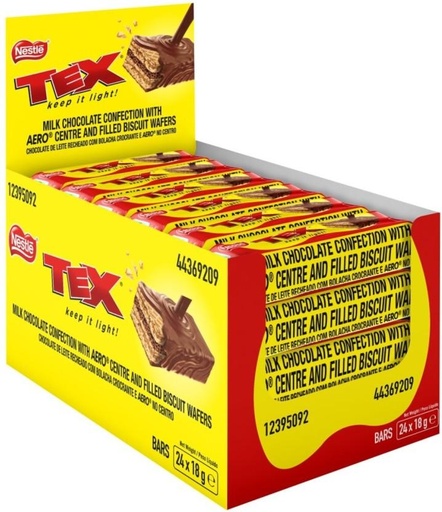 [CHOH26PH7RUFMDNZ] Nestle Tex Wafer Aero Centre Milk Chocolate Bars (24 x 18 g)