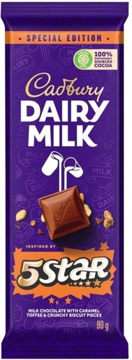 [CHOH7KQXGGEYGJSN] Cadbury Chocolate 5 Star Milk Chocolate Slabs (12 x 80 g)