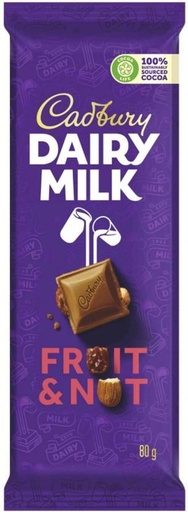[CHOH26PHCRN8SKZW] Cadbury Dairy Milk Fruit and Nut Fruit and Nuts Chocolate Slabs (80 g)