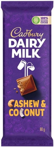 [CHOH26PHCHRZS9CM] Cadbury Dairy Milk Cashew and Coconut Milk Chocolate Slabs (24 x 80 g)