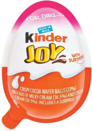 [CHOH26PHHG6KDGSN] Kinder Joy For Girls with Surprise Toy Milk Chocolate Fudges (72 x 20 g)