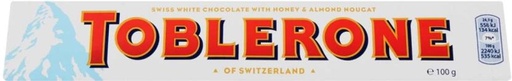 [CHOH26QBEGZKNSGQ] Toblerone Swiss White Chocolate Honey and Almond Nougat White Chocolate Slabs (20 x 100 g)