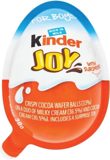 [CHOH4SUGBFNFHA9J] Kinder Joy For Boys with Surprise Toy Milk Chocolate Fudges (72 x 20 g)