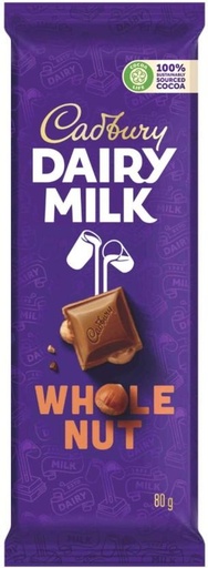 [CHOH26PHPHDZCMGD] Cadbury Dairy Milk Whole Nut Milk Chocolate Slabs (80 g)