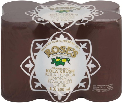 [ADKHYRH8HSTPJHDT] Rose'S Kola Tonic and Lemonade Flavoured Drink (6 x 200 ml)