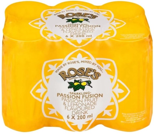 [ADKHYRH9GJYFJPX2] Rose'S Sparkling Passion Fusion - Passion Fruite & Lemonade Flavoured Drink (6 x 200 ml)