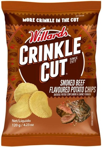 [CPSH4S5FGVCCWUXZ] Willards Crinkle Cut Smoked Beef Flavoured Potato Chips (20 x 120 g)