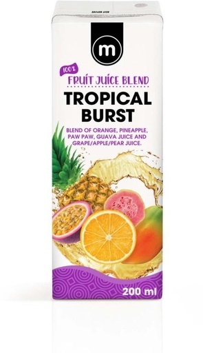 [DKJHFRU4TNKPW5E4] M Tropical Burst 100% Fruit Juice Blend (200 ml)
