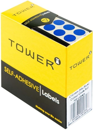 [PLBHFXBPFZFWSUMA] TOWER C19 Colour Code Labels Blue Dot Self Adhesive Paper Label (Blue)