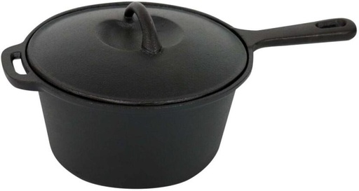 [PPNH7SFZZPJDVMUZ] Camp Master Cast Iron Pot Pan with Lid 1.05 L capacity 18.7 cm diameter (Cast Iron, Non-stick, Induction Bottom)