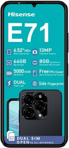 [MOBHBB3FRFA8WZXM] Hisense E71 4G DS (Black, 64 GB) (8 GB RAM)