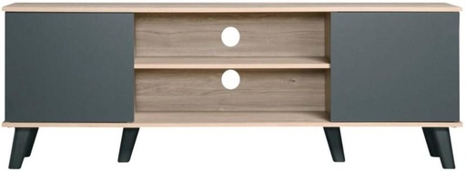 [TVUH27H2QUQRUFFJ] Laurel 463173 Engineered Wood TV Entertainment Unit (Finish Colour - Oak/Grey, Pre-assembled)