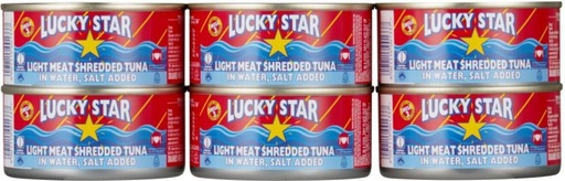 [CFDHFRS7VRSVUGNP] Lucky Star Light Meat Shredded Tuna in Water, Salt Added Sea Foods (170 g, Pack of 6)