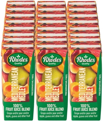 [DKJH26TJFZGNAGRS] Rhodes Mediterranean Medley 100% Fruit Juice Blend (24 x 200 ml)