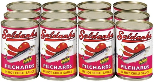 [CFDHFRS7XNRA7SZF] Saldanha Pilchards in Hot Chilli Sauce Sea Foods (400 g, Pack of 12)