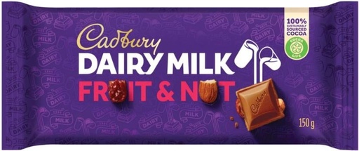 [CHOH26PHEBH9XPCR] Cadbury Dairy Fruit and Nut Milk Chocolate Slabs (20 x 150 g)