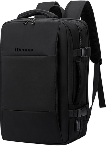 [BPKHEJ23GE679VC3] iDemoo Expandable 16 Inch Laptop Backpack with USB Charging - BLACK Laptop Backpack (Black)