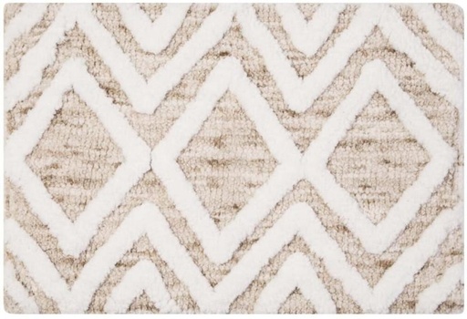 [MATH7Z4HXP7HBEGG] Home Living Diamond Bath Mat Bathroom Mat (White, Beige, 60 cm x 40cm)