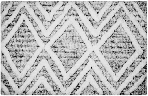 [MATH7Z4HASYYZV6Z] Home Living Diamond Bath Mat Bathroom Mat (White, Grey, 40 cm x 60cm)